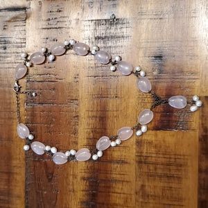 Pink Crystal & Pearl Necklace